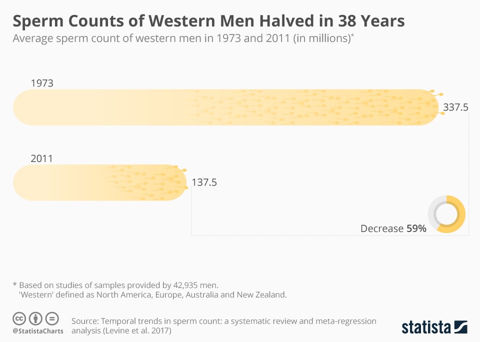 Male sperm count since 1940