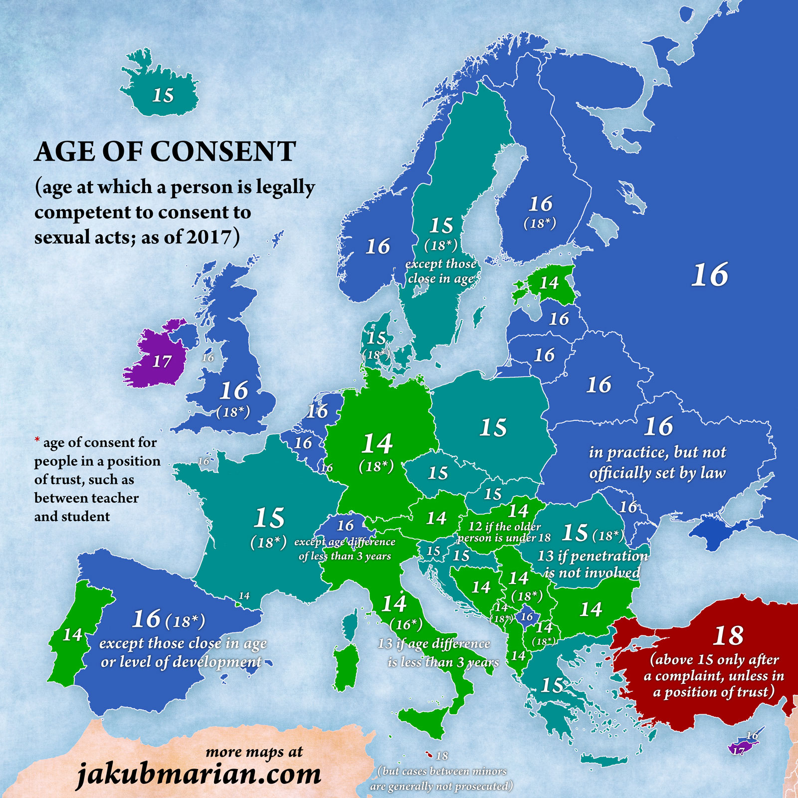 An eyeopening look at sexual consent ages around Europe! (MAP