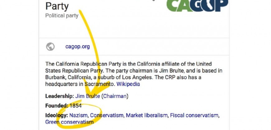 Scandal with Nazism tag in Wikipedia Republican party page