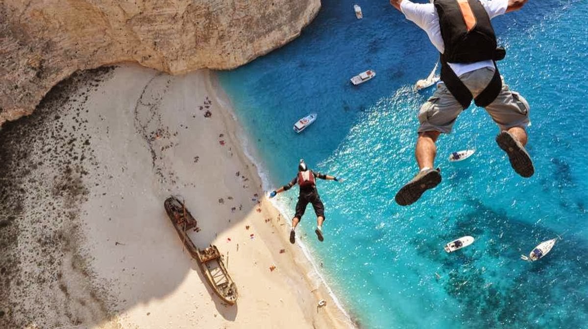 Impressive leaps at Shipwreck Bay in Zakynthos