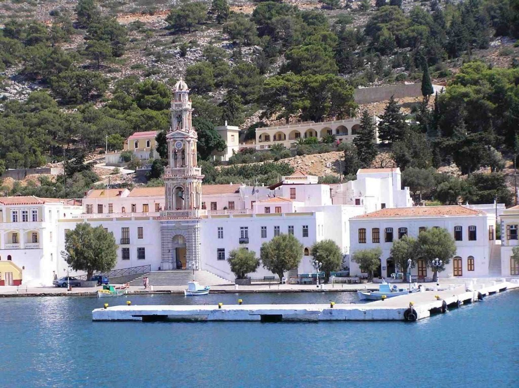 The monastery of Panormitis is situated on Panormitis Bay and draws people from around the country during its festival on November 8