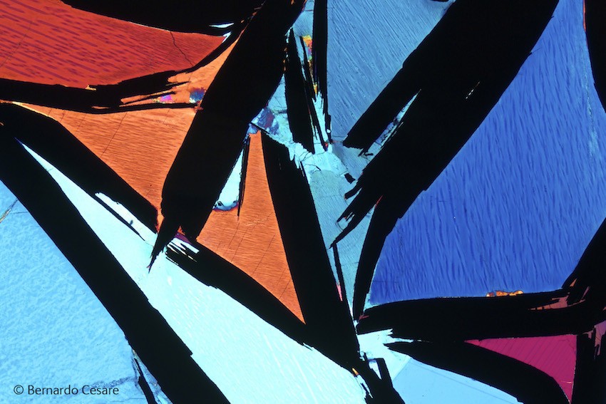Bernardo Cesare's Kaleidoscope photographed a crystal formation using photomicrographs to study rocks and minerals
