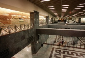 Syntagma Metro station exhibits archaeological artefacts found during the excavation works.