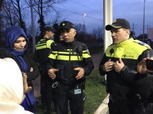 ROTTERDAM, NETHERLANDS - MARCH 11: Dutch police officers interrogate and check identities of TRT and Anadolu Agency journalists for an hour as they were accompanying to the Turkish Minister of Family and Social Policies, Fatma Betul Sayan Kaya's travel to the Dutch city of Rotterdam by land, in Netherlands on March 11, 2017.   Mesut Zeyrek / Anadolu Agency