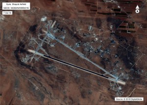 This image released by the US Department of Defense, shows the Shayrat airfield in Syria on October 7, 2016. US President Donald Trump ordered a massive military strike on a Syrian air base on Thursday in retaliation for a "barbaric" chemical attack he blamed on President Bashar al-Assad. The US military fired dozens of cruise missiles at the Shayrat Airfield at 8:45 pm Eastern Time (0000 GMT), officials said.  / AFP PHOTO / US Department of Defense / HO / RESTRICTED TO EDITORIAL USE - MANDATORY CREDIT "AFP PHOTO / US Department of Defense" - NO MARKETING NO ADVERTISING CAMPAIGNS - DISTRIBUTED AS A SERVICE TO CLIENTS