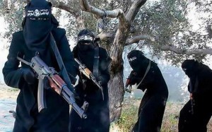 Members of the al-Khansaa' Brigade, ISIS' all-female unit operating in Raqqa, Syria