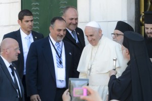 Advocate staff photo by BILL FEIG -- Pope and Ecumenical Patriarch meet at the Mount of Olives.