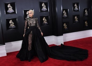 Lady Gaga arrives for the 60th Grammy Awards on January 28, 2018, in New York.  / AFP PHOTO / ANGELA WEISS