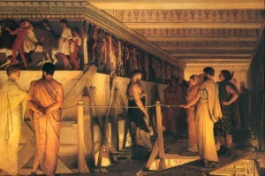 1868_Lawrence_Alma-Tadema_-_Phidias_Showing_the_Frieze_of_the_Parthenon_to_his_Friends_1