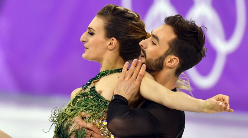 French-Greek Olympic skate dancer accidentally flashes nipple! (photos