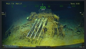This handout photograph obtained March 5, 2018 courtesy of Paul G. Allen shows wreckage from the USS Lexington, a US aircraft carrier which sank during World War II, that has been found in the Coral Sea, a search team led by Microsoft co-founder Paul G. Allen announced March 5, 2018.   The wreckage was found March 4, 2018 by the team's research vessel, the R/V Petrel, some 3,000 meters (two miles) below the surface more than 500 miles (800 kilometers) off the eastern coast of Australia. Remarkably preserved aircraft could be seen on the seabed bearing the five-pointed star insignia of the US Army Air Forces on their wings and fuselage.  / AFP PHOTO / PAUL G. ALLEN / STR / == RESTRICTED TO EDITORIAL USE  / MANDATORY CREDIT:  "AFP PHOTO /  HO / COURTESY OF PAUL G. ALLEN" / NO MARKETING / NO ADVERTISING CAMPAIGNS /  DISTRIBUTED AS A SERVICE TO CLIENTS  ==