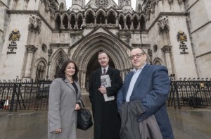 The British Government has lost the first hearing in a claim regarding torture committed by soldiers and security services during the Cyprus Emergency of 1955-59. Kevin Conroy, solicitor for the claimants is pictured with Androulla Yianni, daughter of one of the claimants and Paul Constantinou, son of a claimant.