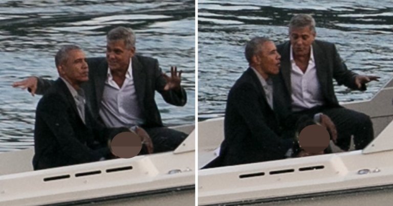 Barack & Michelle Obama join George & Amal Clooney for boat trip in ...