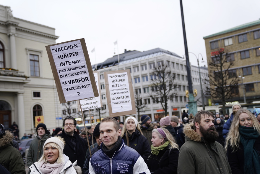 Thousands in Sweden protest against Covid vax certificates