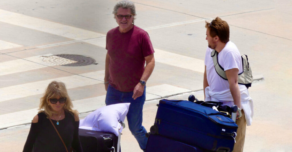 Hollywood star couple Kurt Russell and Goldie Hawn arrive in Skiathos