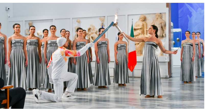 The Olympic flame begins its journey to the Winter Games — Lit inside the Museum of Ancient Olympia for the first time