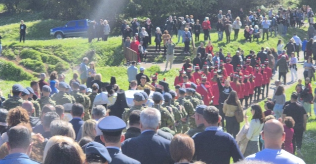 Crowds of faithful at the Deposition Service on Golgotha Hill in Kato Xenia, Magnesia