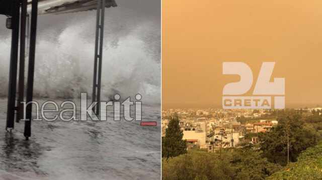 Hurricane overturned a truck in Ierapetra – African dust covered Heraklion