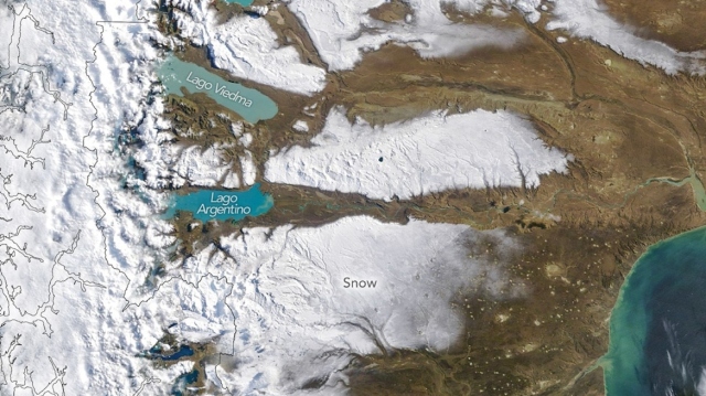 Stunning NASA satellite images show snow-Covered patagonia desert