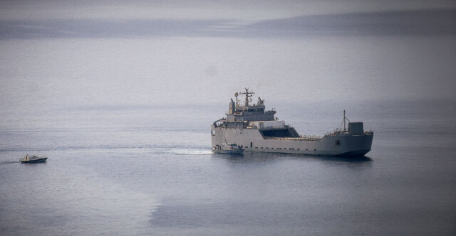 The 175 activists of the flotilla to Gaza were transported to Crete by a Navy armored ship