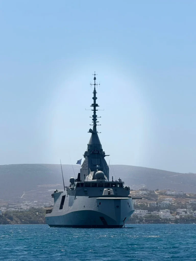 The frigate HS Kimon in Paros for the August 15 celebrations