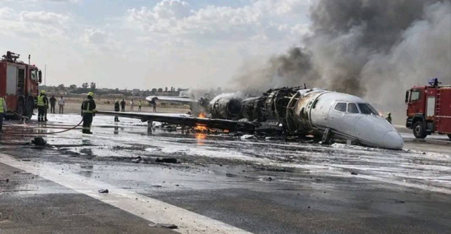 Turkish billionaire's private jet veers off runway while landing in Libya and catches fire -- watch video - ProtoThema English